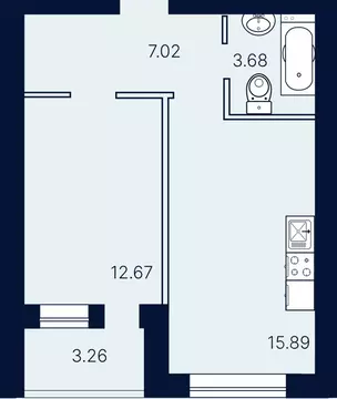 1-к кв. Саратовская область, Саратов ул. Имени Николая Егорова (42.52 ...