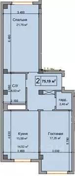 2-к кв. Кабардино-Балкария, Нальчик ул. Мусова (75.19 м)