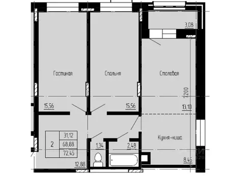 2-к кв. Саха (Якутия), Якутск 16-й кв-л,  (72.45 м)