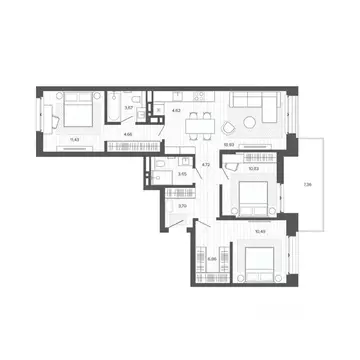 4-к кв. Алтайский край, Барнаул ул. Сизова, 20 (90.94 м)