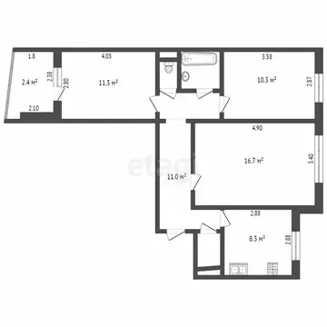 3-комнатная квартира: Омск, микрорайон Городок Нефтяников, 4-я ...