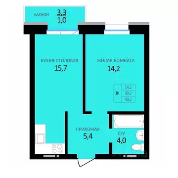 1-к кв. Алтайский край, Барнаул ул. Юрина, 118Д (40.3 м)