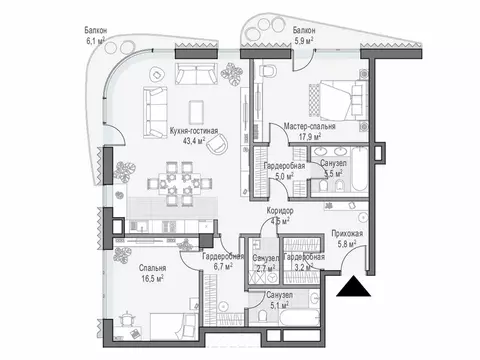 2-комнатная квартира: Москва, Большой Толмачёвский переулок, 5с1 ...