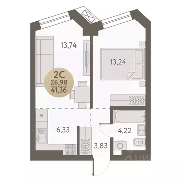2-к кв. Новосибирская область, Новосибирск Урбан Пикс жилой комплекс ...