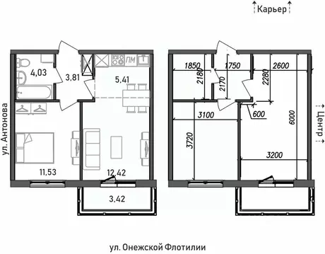 2-к кв. Карелия, Петрозаводск Флотилия жилой комплекс (40.62 м)