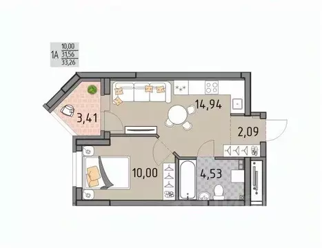 1-к кв. Свердловская область, Екатеринбург Юго-Западный жилрайон, ...