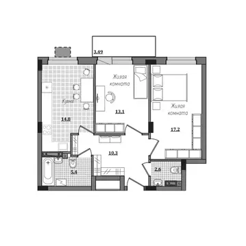 2-к кв. Смоленская область, Смоленск ул. Александра Степанова, 14 ...