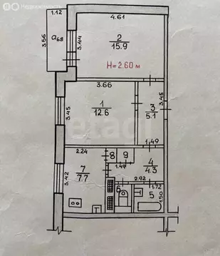 2-комнатная квартира: Волгоград, улица Ткачёва, 16А (50 м)