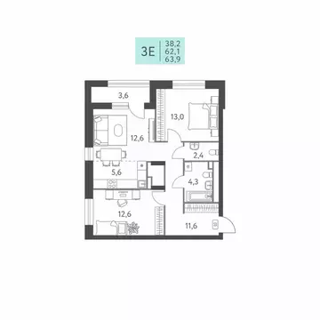 3-к кв. Пермский край, Пермь ул. Левченко, 8 (63.9 м)
