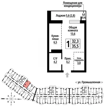 1-к кв. Алтайский край, Барнаул Промышленная ул., 10 (35.0 м)