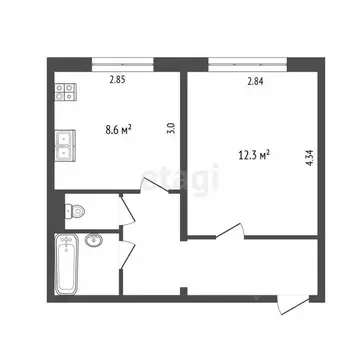 1-к кв. Челябинская область, Челябинск Салютная ул., 15 (31.5 м)