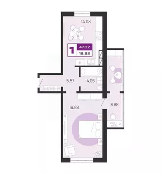1-к кв. Брянская область, Брянск Литейная ул., 67 (47.02 м)
