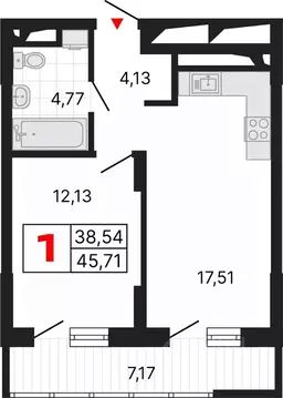 1-к кв. Свердловская область, Екатеринбург ул. Комсомольская, 72А ...