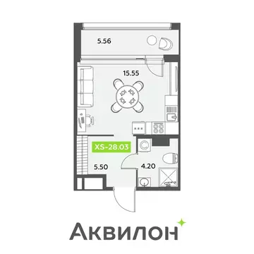 Студия Санкт-Петербург ул. Среднерогатская, 11к2 (28.03 м)
