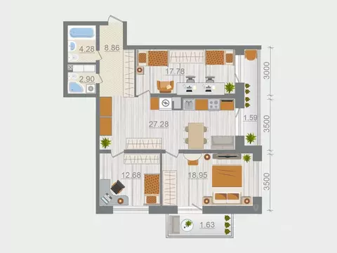 3-к кв. Ленинградская область, Ломоносовский район, Горбунковское ...