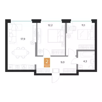 2-к кв. Курская область, Курск Парковый квартал Чувства жилой комплекс ...