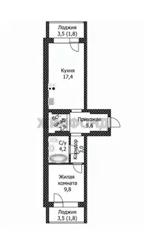 1-к кв. Алтайский край, Барнаул ул. Солнечная Поляна, 69 (46.4 м)