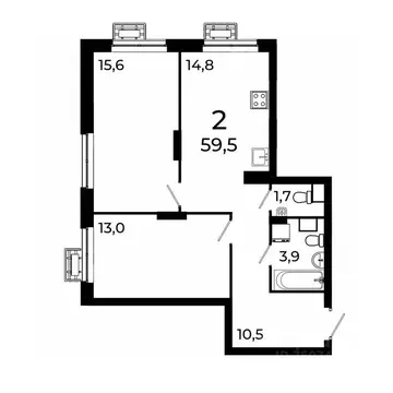 2-к кв. Нижегородская область, Нижний Новгород ул. Коперника, 15 (59.5 ...
