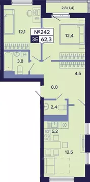 3-к кв. Саха (Якутия), Якутск ул. Новопортовская, 1Д (62.3 м)