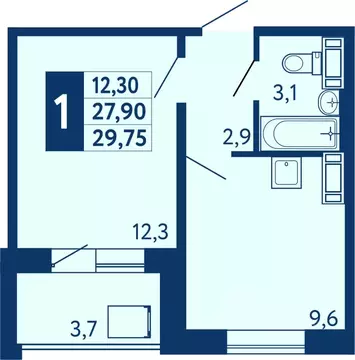 1-к кв. Башкортостан, Уфа ул. Генерала Кусимова, 20 (29.7 м)