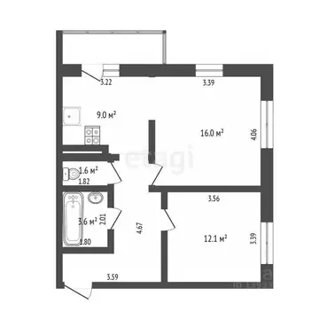 2-к кв. Тюменская область, Тюмень ул. Дмитрия Менделеева, 2 (52.0 м)