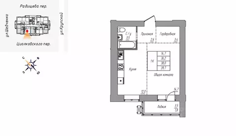 1-к кв. Алтайский край, Барнаул  (39.7 м)