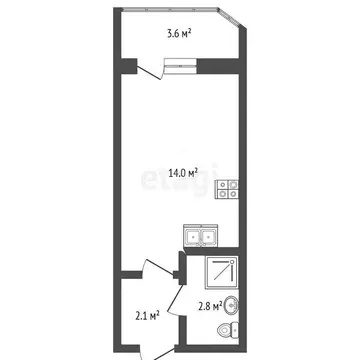 Квартира-студия: Вологда, улица Ломоносова, 4 (20 м)