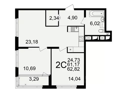 2-к кв. Рязанская область, Рязань ул. Ленинского Комсомола (61.17 м)