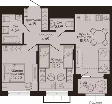 2-к кв. Свердловская область, Екатеринбург Вокзальный жилрайон,  ...