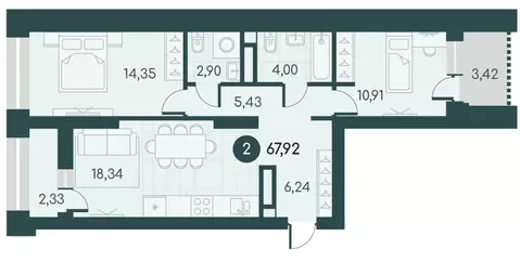 2-к кв. Курганская область, Курган Малиновые высоты жилой комплекс ...