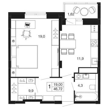 1-к кв. Московская область, Апрелевка Наро-Фоминский городской округ, ...