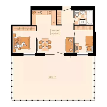 3-к кв. Приморский край, Владивосток Главная ул. (64.52 м)