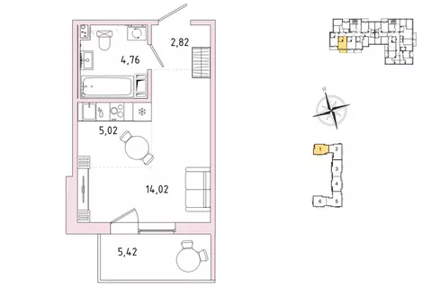 1-к кв. Ленинградская область, Гатчина Въезд мкр,  (28.25 м)
