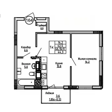 1-к кв. Калининградская область, Калининград ул. 1-я Большая окружная ...