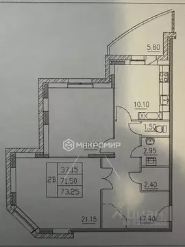 Квартира, 2 комнаты, 71.8 м