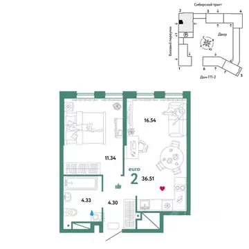 2-к кв. Свердловская область, Екатеринбург Сибирский мкр, Жилой ...