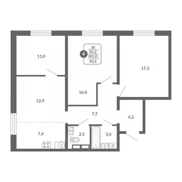 4-к кв. Кировская область, Киров ул. Потребкооперации, 34 (83.2 м)