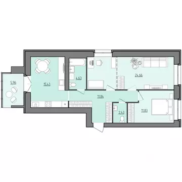 2-к кв. Ярославская область, Рыбинск Февральская ул., 12 (73.8 м)