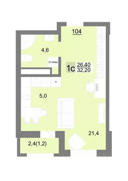 Студия Свердловская область, Екатеринбург ул. Металлургов, 63/3 (32.2 ...