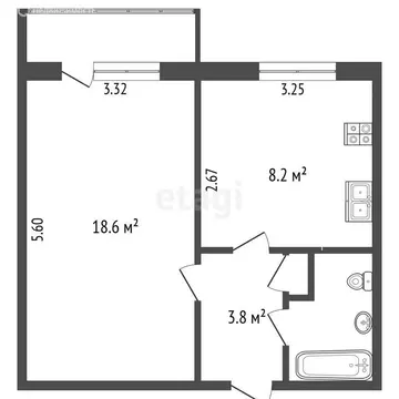 1-комнатная квартира: Челябинск, Комсомольский проспект, 42 (30.1 м)