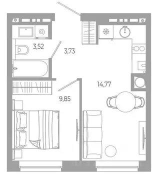 1-к кв. Астраханская область, Астрахань Разум жилой комплекс (31.87 м)