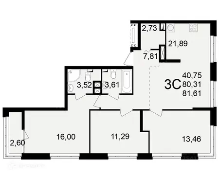 3-к кв. Рязанская область, Рязань ул. Чкалова (81.61 м)