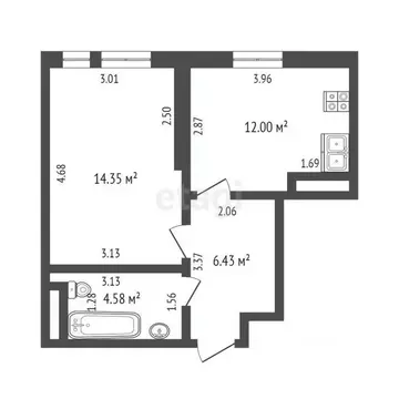 1-к кв. Тюменская область, Тюмень Харьковская ул., 76 (35.6 м)