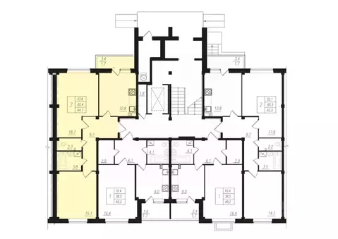 2-к кв. Чувашия, Чебоксары ул. Прогрессивная, 2 (63.1 м)