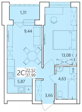 2-к кв. Башкортостан, Уфа ул. Пожарского, 237 (37.99 м)