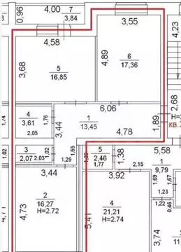 2-к кв. Костромская область, Кострома Чернореченский проезд, 2 (70.0 ...