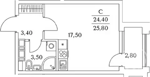 1-к кв. Санкт-Петербург Планерная ул., 99 (25.8 м)