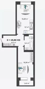 1-к кв. Хакасия, Абакан ул. Генерала Тихонова, 5 (49.86 м)