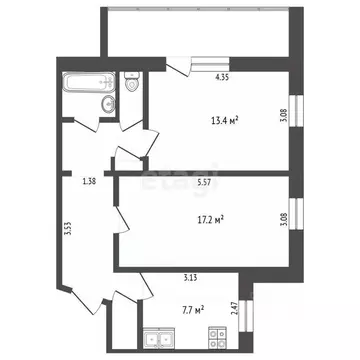 2-к кв. Тюменская область, Тюмень Ставропольская ул., 13 (53.0 м)