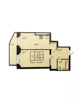 1-комнатная квартира: Казань, улица Баки Урманче, 11Бк1 (44.6 м)